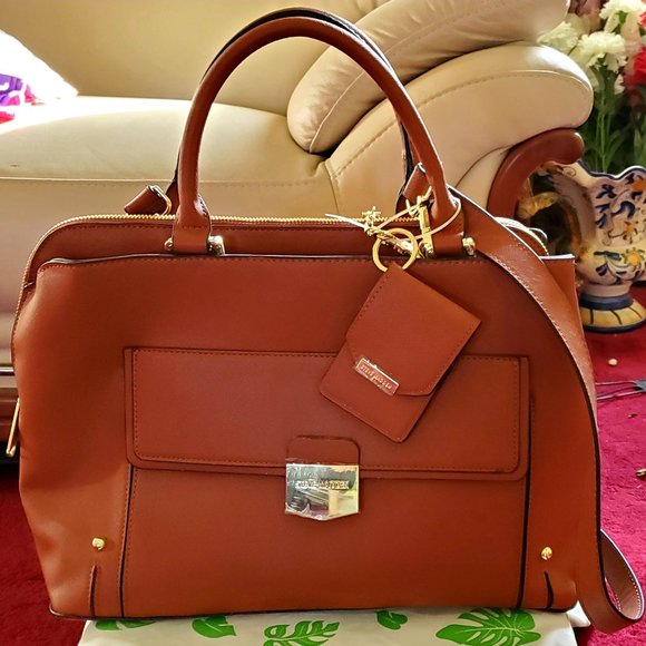 BRAND NEW Steve Madden Cognac Bdelta Satchel Purse - Picture 3 of 9